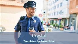  Presentation with police - Beautiful slides featuring young-hispanic-policeman-wearing-police backdrop and a ocean colored foreground