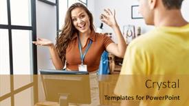  Presentation with money bitcoin - Slide set enhanced with young-hispanic-shop-assistance-woman background and a  colored foreground