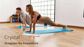  Presentation with sport - Slides enhanced with young-hispanic-sporty-couple-concentrate background and a  colored foreground