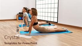  Presentation with young happy couple - Presentation theme enhanced with young-hispanic-sporty-couple-smiling background and a lemonade colored foreground