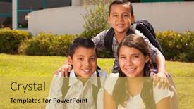 Presentation with school backpacks - Colorful slides enhanced with young-hispanic-student-children-wearing backdrop and a yellow colored foreground