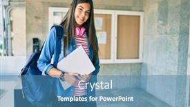  Presentation with happy young student girl holding - PPT layouts consisting of young-hispanic-student-girl-smiling background and a teal colored foreground