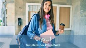  Presentation with happy young student girl holding - Presentation design with young-hispanic-student-girl-smiling background and a ocean colored foreground