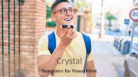  Presentation with city street - Amazing presentation having young-hispanic-student-smiling-happy backdrop and a coral colored foreground