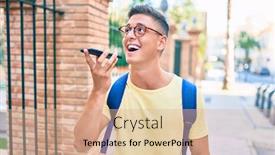  Presentation with city street - Audience pleasing PPT theme consisting of young-hispanic-student-smiling-happy backdrop and a coral colored foreground