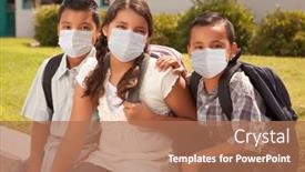  Presentation with medical students - Colorful PPT theme enhanced with young-hispanic-students-on-school backdrop and a coral colored foreground