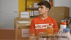  Presentation with community service - PPT layouts having young-hispanic-teenage-volunteer and a red colored foreground