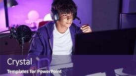  Presentation with streamer - Presentation with young-hispanic-teenager-streamer-playing background and a violet colored foreground