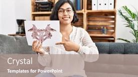  Presentation with test - Presentation theme enhanced with young-hispanic-therapist-woman-holding background and a coral colored foreground