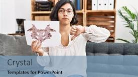  Presentation with hispanic - Slide deck consisting of young-hispanic-therapist-woman-holding background and a light blue colored foreground