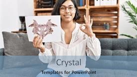  Presentation with friendly - Presentation theme having young-hispanic-therapist-woman-holding background and a  colored foreground