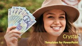  Presentation with tourist - Slide set consisting of young-hispanic-tourist-woman-smiling background and a tawny brown colored foreground