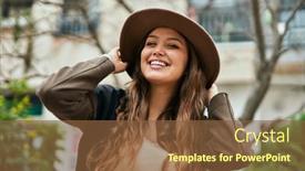  Presentation with tourist - Presentation having young-hispanic-tourist-woman-smiling background and a tawny brown colored foreground