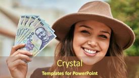  Presentation with tourist - Slide set enhanced with young-hispanic-tourist-woman-smiling background and a tawny brown colored foreground