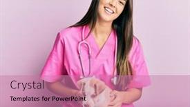  Presentation with hispanic - Cool new PPT layouts with young-hispanic-veterinarian-girl-smiling backdrop and a coral colored foreground