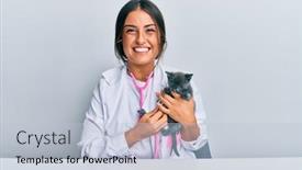  Presentation with veterinary - Colorful presentation theme enhanced with young-hispanic-veterinary-girl-examining backdrop and a lemonade colored foreground