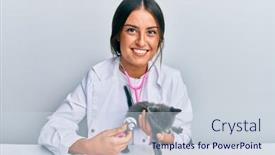  Presentation with veterinary - Audience pleasing theme consisting of young-hispanic-veterinary-girl-examining backdrop and a lemonade colored foreground