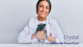  Presentation with veterinary - PPT theme featuring young-hispanic-veterinary-girl-smiling background and a lemonade colored foreground