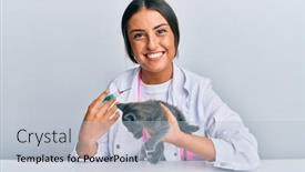 Presentation with veterinary - Presentation with young-hispanic-veterinary-girl-smiling background and a light blue colored foreground
