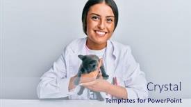  Presentation with veterinary - Slide deck enhanced with young-hispanic-veterinary-girl-smiling background and a sky blue colored foreground