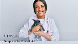  Presentation with veterinary - Colorful presentation enhanced with young-hispanic-veterinary-girl-smiling backdrop and a light blue colored foreground