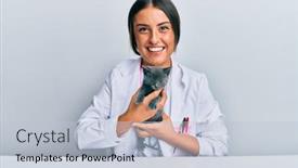  Presentation with veterinary - Colorful presentation theme enhanced with young-hispanic-veterinary-girl-smiling backdrop and a lemonade colored foreground