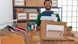  Presentation with volunteer - Slide deck enhanced with young-hispanic-volunteer-man-smiling background and a coral colored foreground
