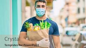  Presentation with volunteer - Slide deck having young-hispanic-volunteer-man-wearing background and a coral colored foreground