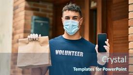  Presentation with smartphone app - Cool new theme with young-hispanic-volunteer-man-wearing backdrop and a ocean colored foreground