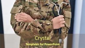  Presentation with army - PPT theme consisting of young-hispanic-woman-army-doctor and a tawny brown colored foreground