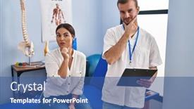  Presentation with confident young hispanic woman - PPT layouts enhanced with young-hispanic-woman-at-physiotherapist background and a ocean colored foreground