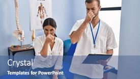  Presentation with breath - PPT theme with young-hispanic-woman-at-physiotherapist background and a ocean colored foreground