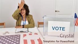  Presentation with political woman - PPT layouts enhanced with young-hispanic-woman-at-political background and a lemonade colored foreground