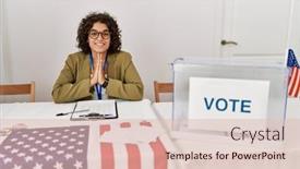  Presentation with confident young hispanic woman - Presentation design with young-hispanic-woman-at-political background and a lemonade colored foreground