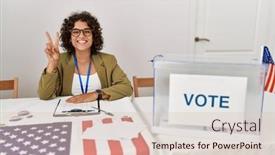  Presentation with political woman - Slide set enhanced with young-hispanic-woman-at-political background and a lemonade colored foreground