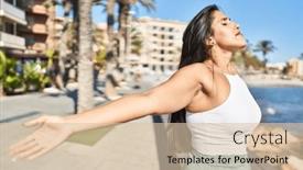  Presentation with breathing - Theme having young-hispanic-woman-breathing background and a lemonade colored foreground