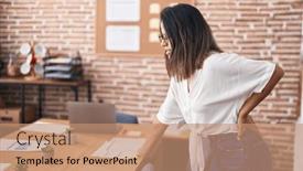  Presentation with backache - Presentation design featuring young-hispanic-woman-business-worker background and a coral colored foreground