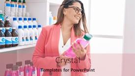  Presentation with shampoo - Slides having young-hispanic-woman-customer-smiling background and a coral colored foreground