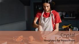  Presentation with sweet potato - Presentation enhanced with young-hispanic-woman-cutting-sweet background and a coral colored foreground