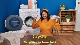  Presentation with rock star - Presentation consisting of young-hispanic-woman-doing-laundry background and a  colored foreground