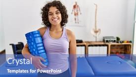  Presentation with rehabilitation - Theme consisting of young-hispanic-woman-doing-rehabilitation background and a  colored foreground