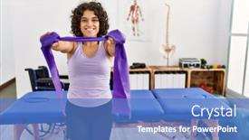  Presentation with rehabilitation - Slide set enhanced with young-hispanic-woman-doing-rehabilitation background and a teal colored foreground