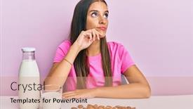  Presentation with almond milk - Amazing presentation having young-hispanic-woman-drinking-healthy backdrop and a coral colored foreground