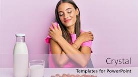  Presentation with almond milk - Theme featuring young-hispanic-woman-drinking-healthy background and a lemonade colored foreground