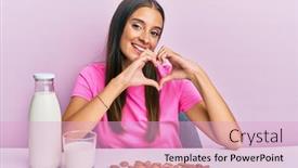  Presentation with almond milk - Presentation theme having young-hispanic-woman-drinking-healthy background and a lemonade colored foreground