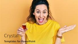  Presentation with whiskey - Theme having young-hispanic-woman-drinking-whiskey background and a yellow colored foreground