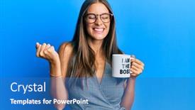  Presentation with coffee cup - Slide deck with young-hispanic-woman-drinking background and a teal colored foreground