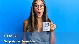  Presentation with coffee cup - Theme featuring young-hispanic-woman-drinking background and a teal colored foreground