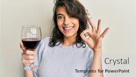  Presentation with drinking glass - Slide deck with young-hispanic-woman-drinking background and a light gray colored foreground