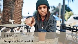  Presentation with confident young hispanic woman - PPT layouts enhanced with young-hispanic-woman-drinking background and a mint green colored foreground